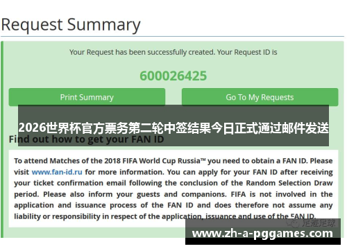 2026世界杯官方票务第二轮中签结果今日正式通过邮件发送