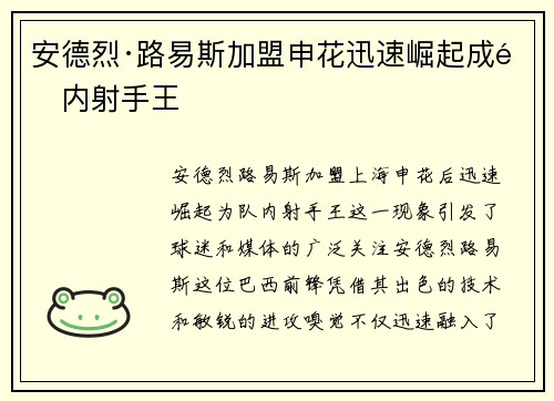 安德烈·路易斯加盟申花迅速崛起成队内射手王
